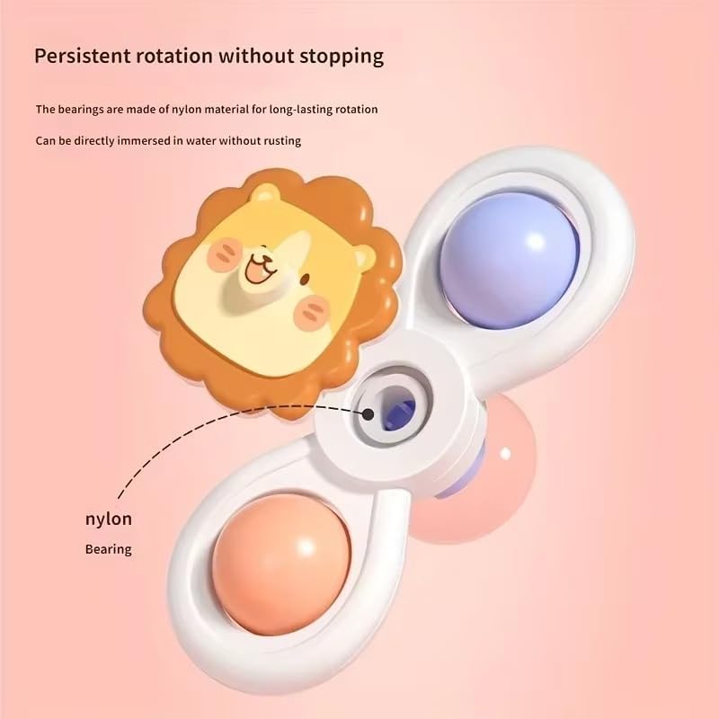 3 PC Fidget Spinner Bath Toy Toddlers Spinning Rattle Suction Cup Baby Bath Tub Toys