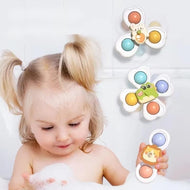 3 PC Fidget Spinner Bath Toy Toddlers Spinning Rattle Suction Cup Baby Bath Tub Toys
