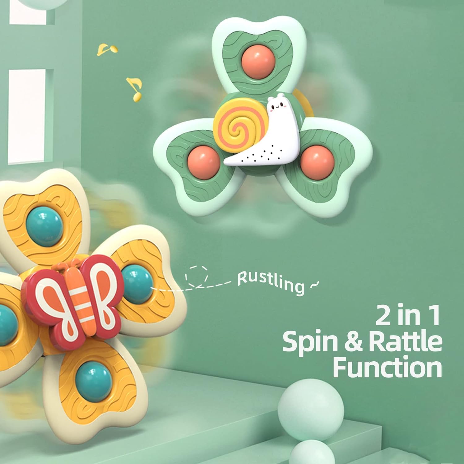 Silicone Suction Cup Flower Spinner Bath Toy
