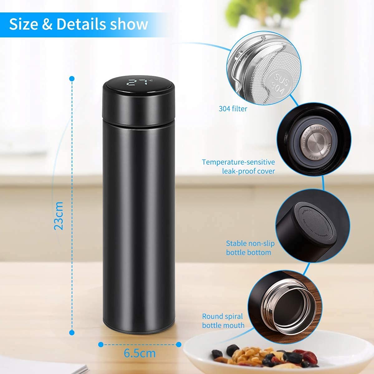 Smart Led Display Temperature Bottle Vacuum Flask Stainless Steel