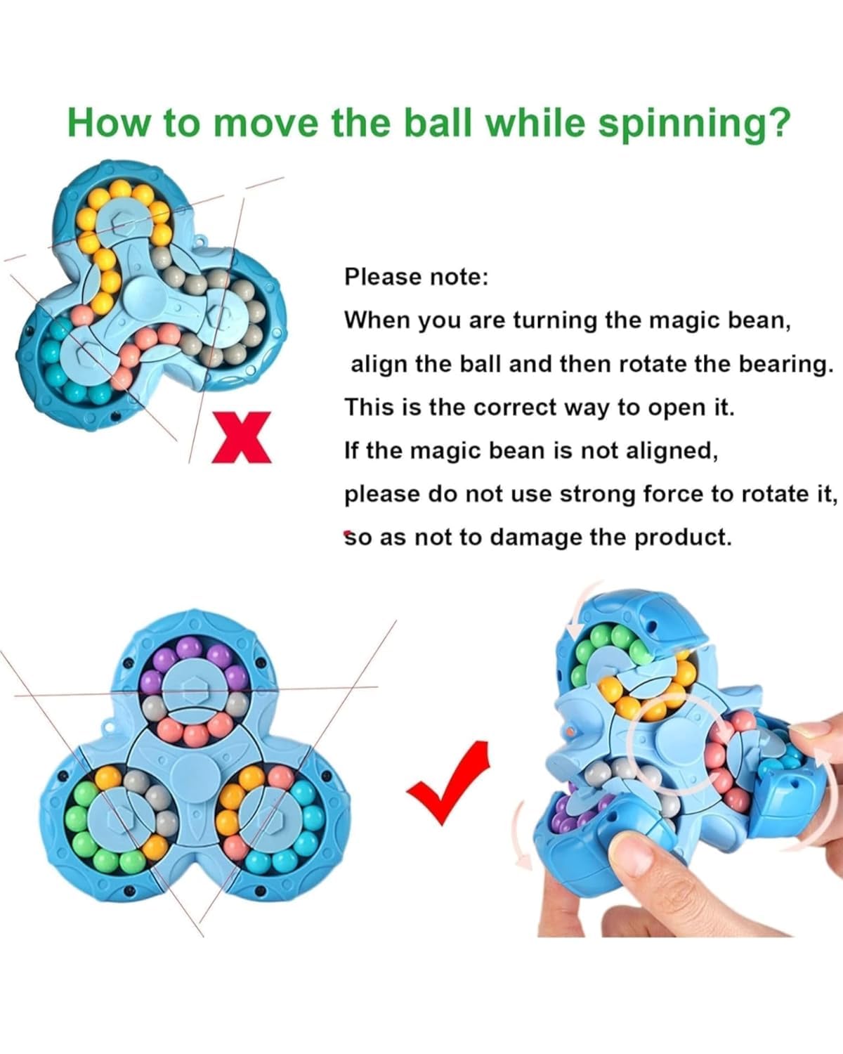 3D Magic Bean Rotating Spinner Puzzle (1pc)