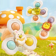 3 PC Fidget Spinner Bath Toy Toddlers Spinning Rattle Suction Cup Baby Bath Tub Toys