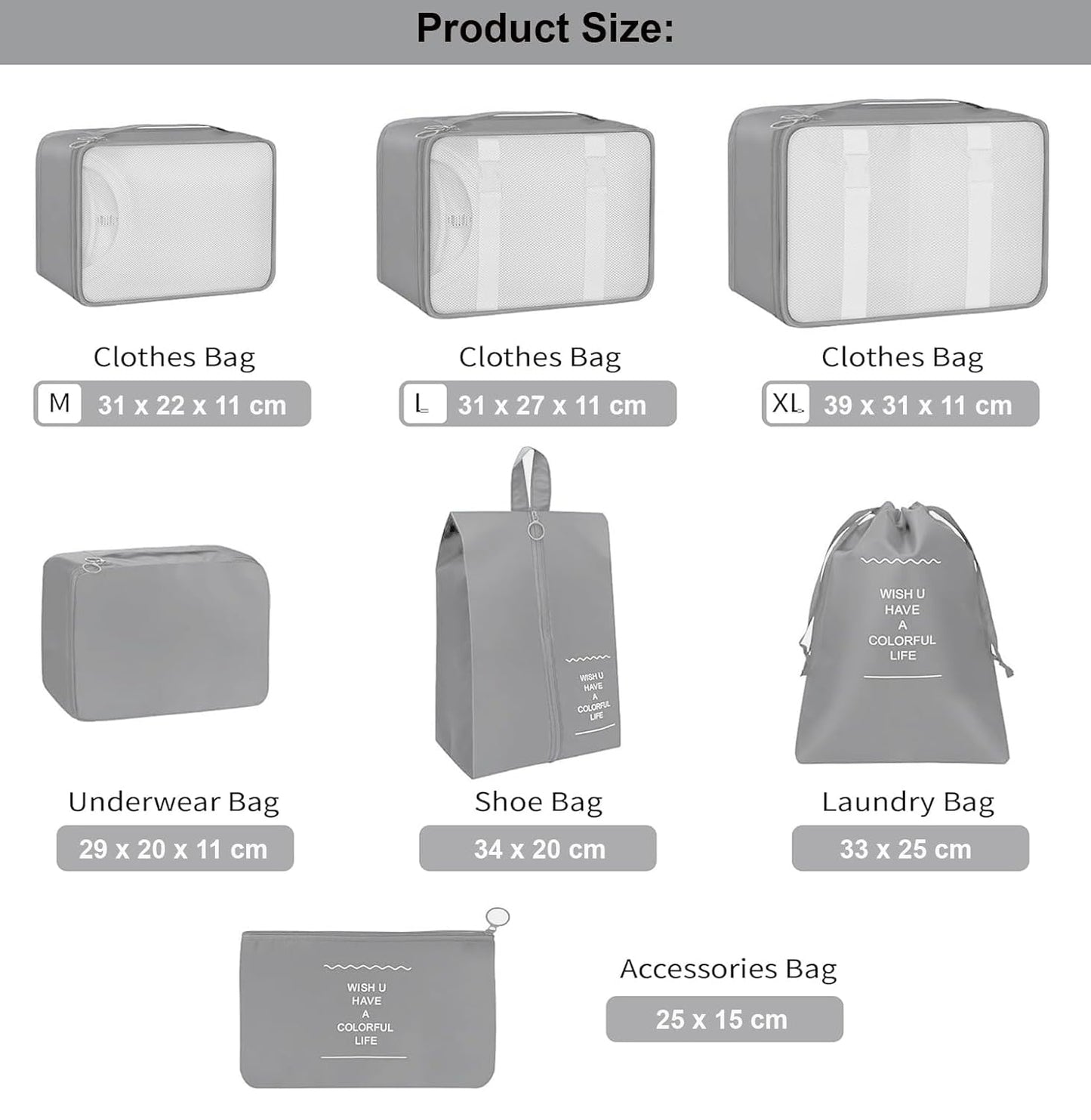 Set Of 7 Travel  Organizer (Random Color)