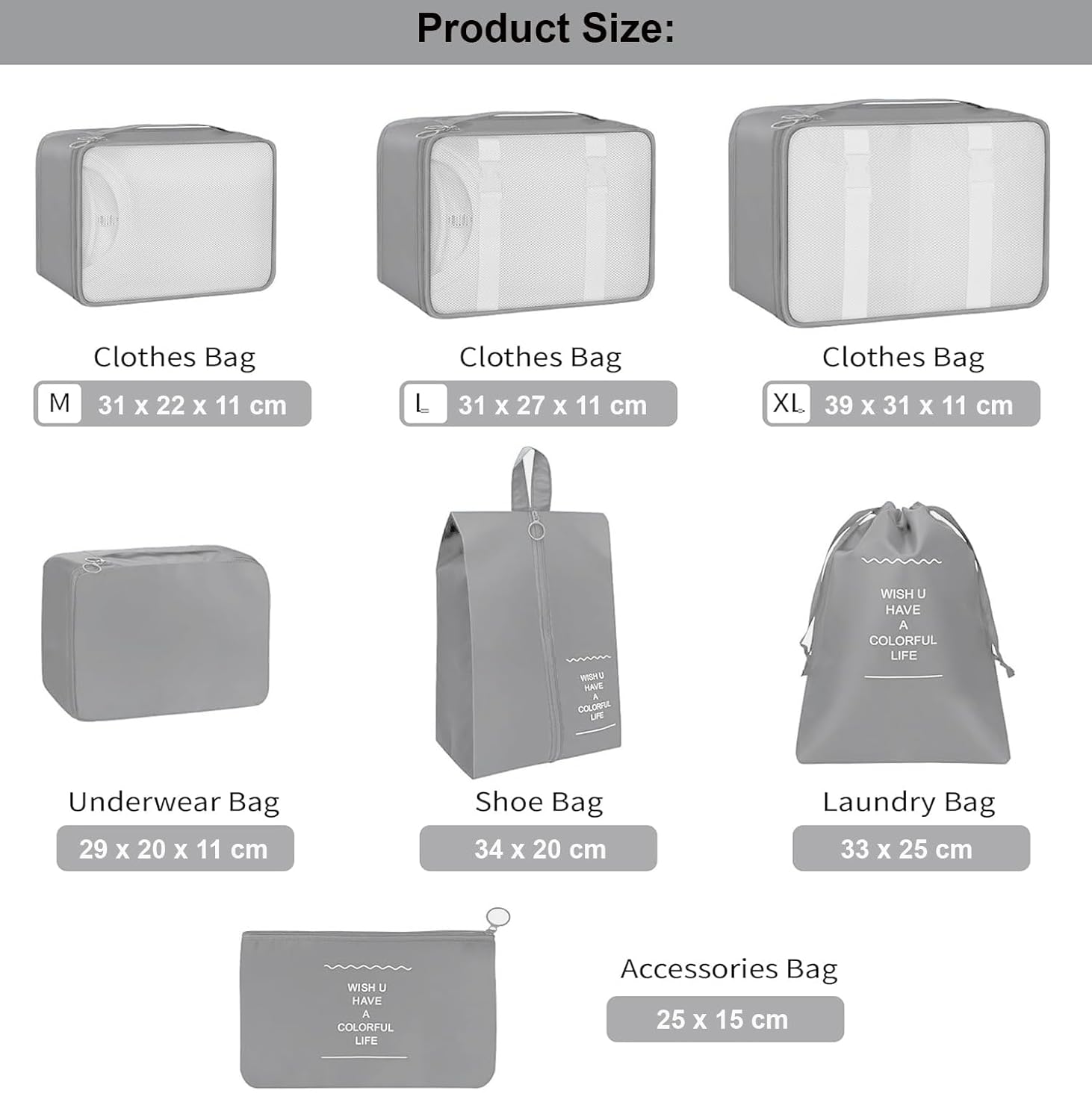 Set Of 7 Travel Organizer (Random Color)