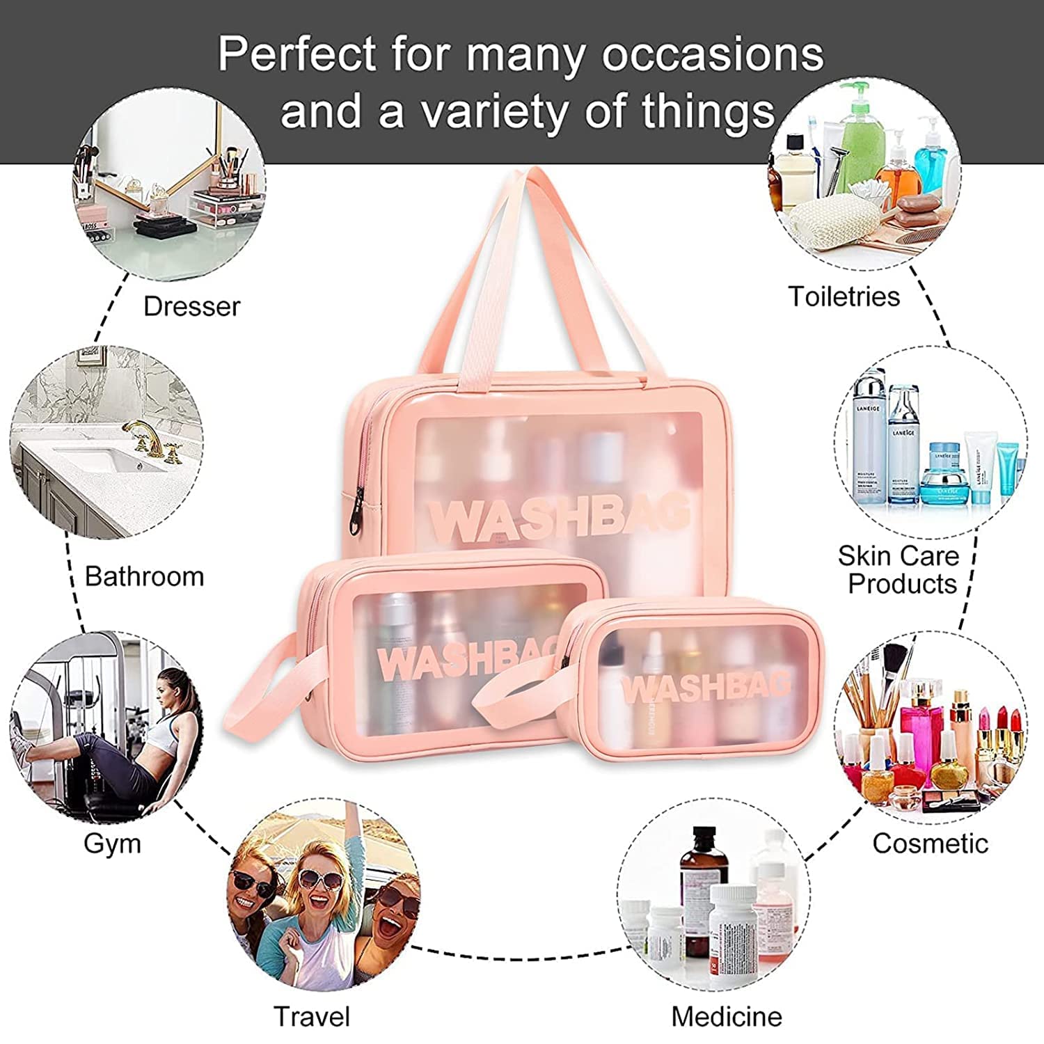 3 pc Wash Bag (Random Color)