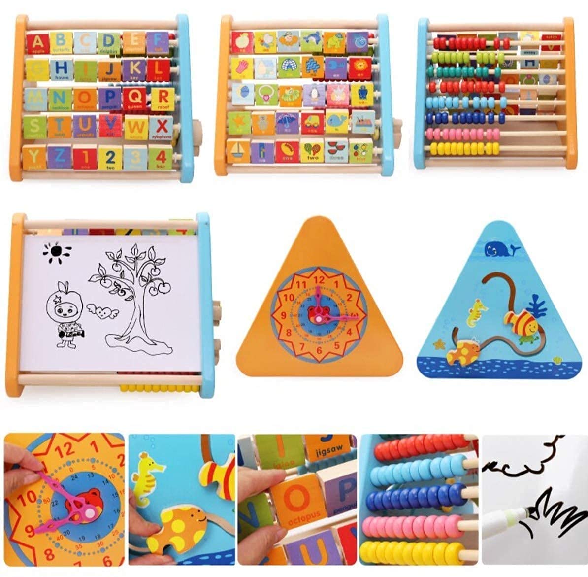 5 in 1 Wooden Activity Centre Triangle Toy