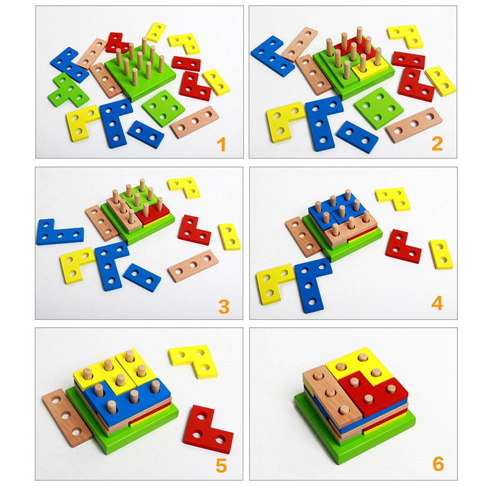 Geometric Shapes Assembled Building Blocks Intellectual Toy