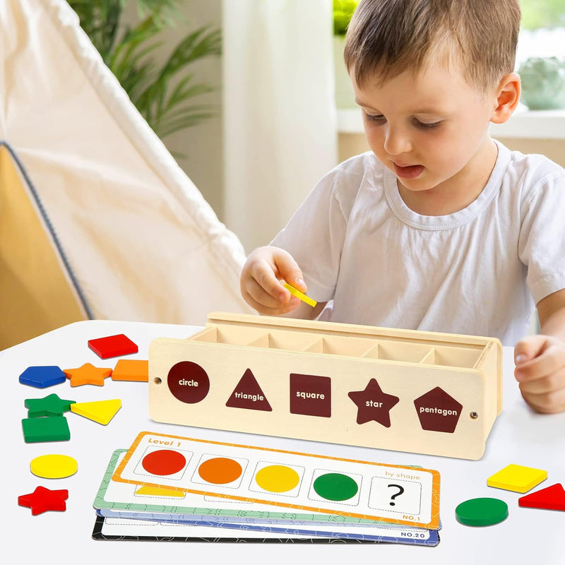 Wooden Color and Shape Sorting Box