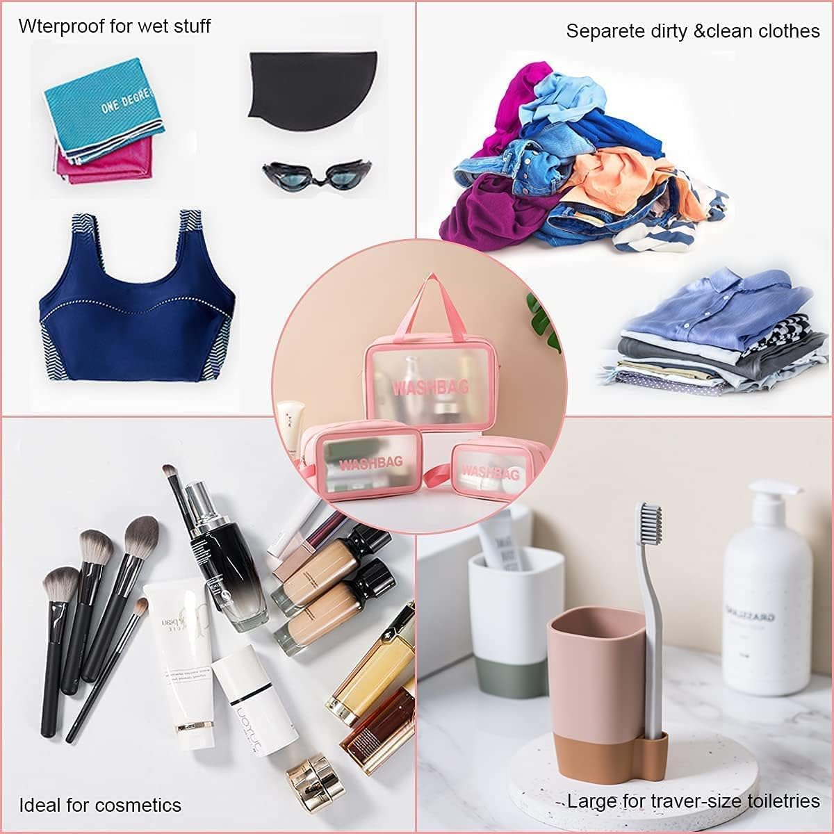 3 pc Wash Bag (Random Color)