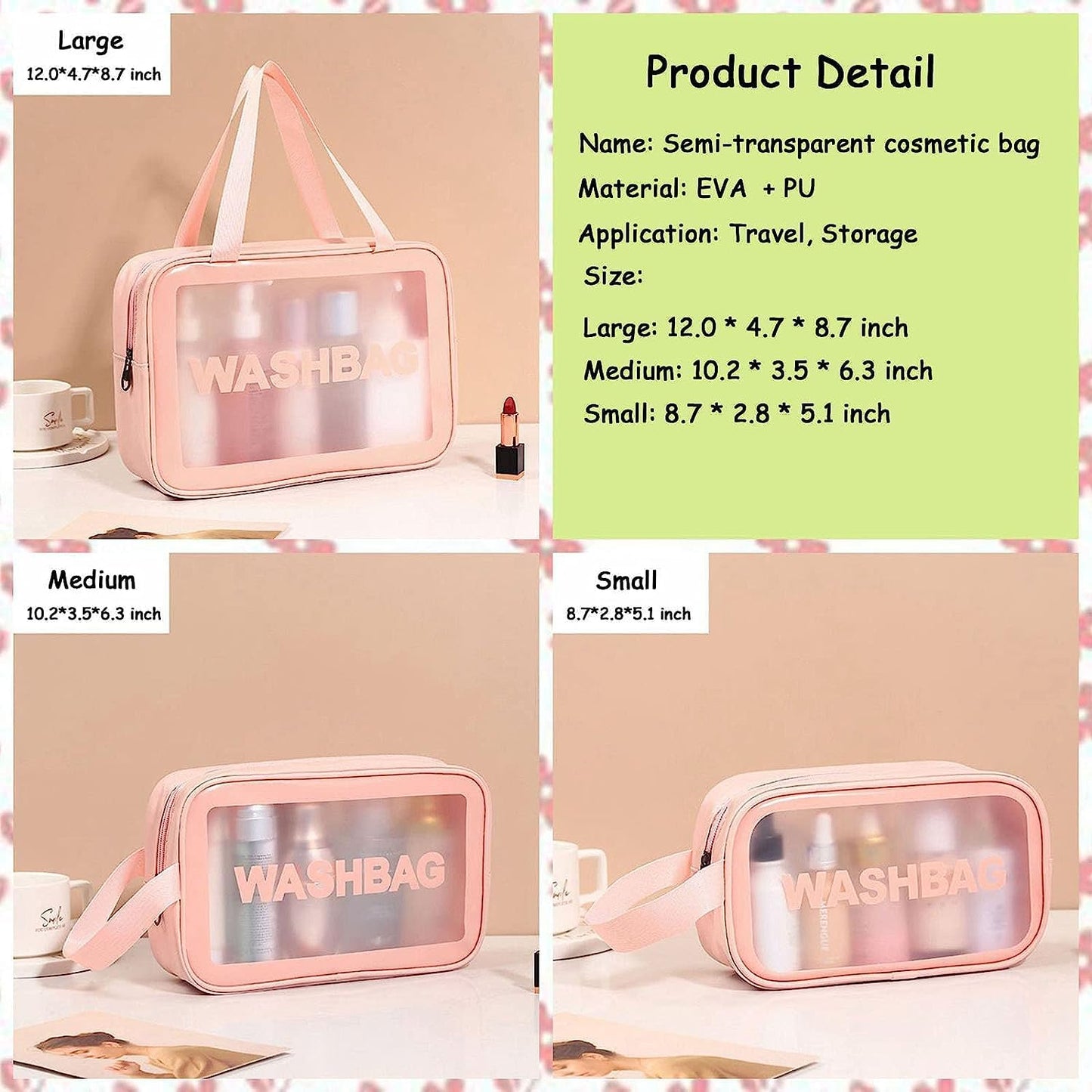 3 pc Wash Bag (Random Color)