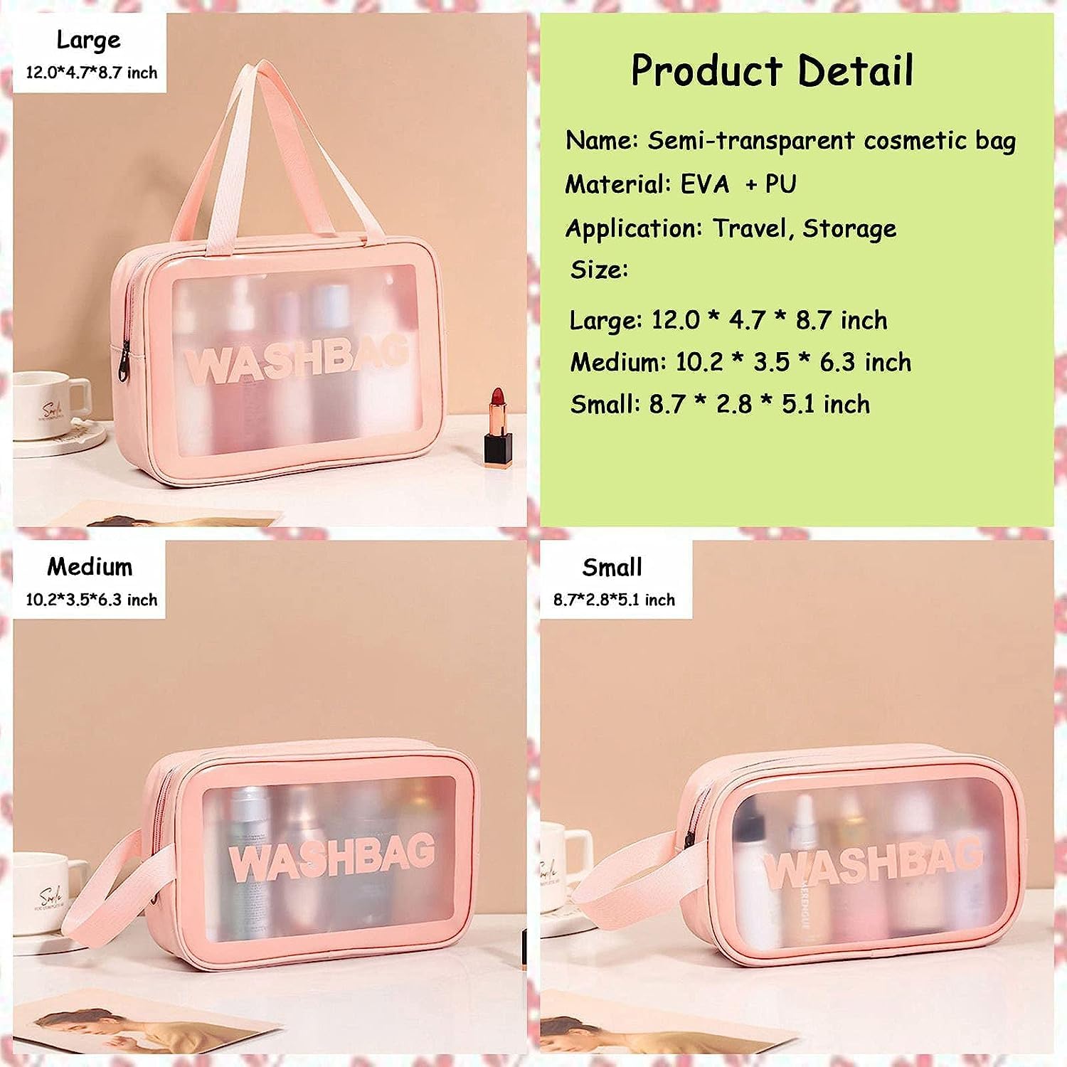3 pc Wash Bag (Random Color)