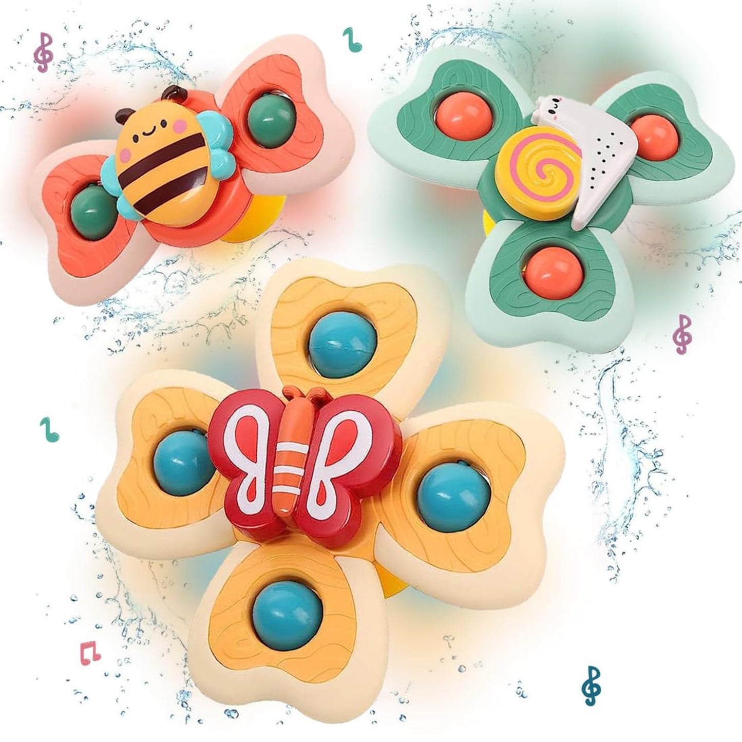 Silicone Suction Cup Flower Spinner Bath Toy