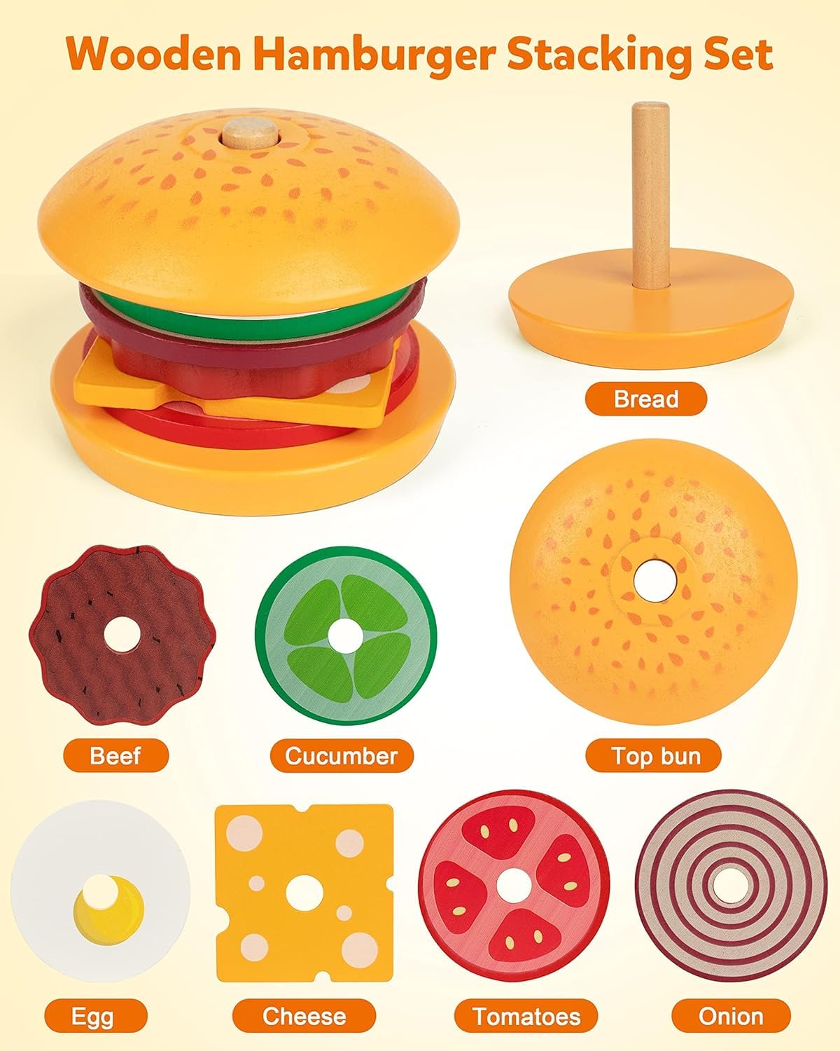 Wooden Hamburger Set/Sandwich set (Random)