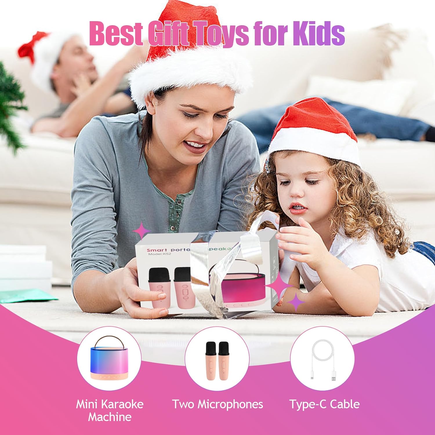 Karaoke Machine for Kids with 2 mikes