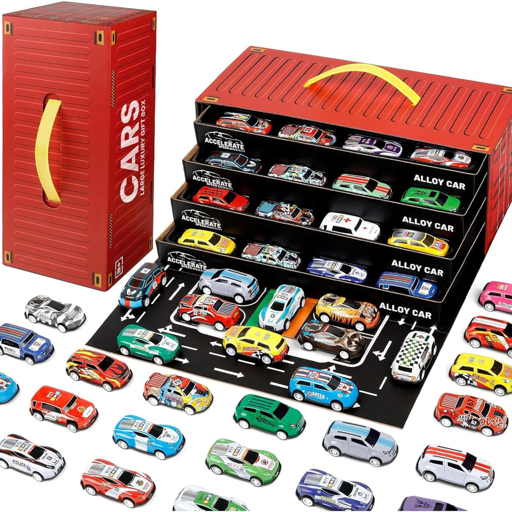 48 Piece Mini Pull Bag Cars With Container For Kids