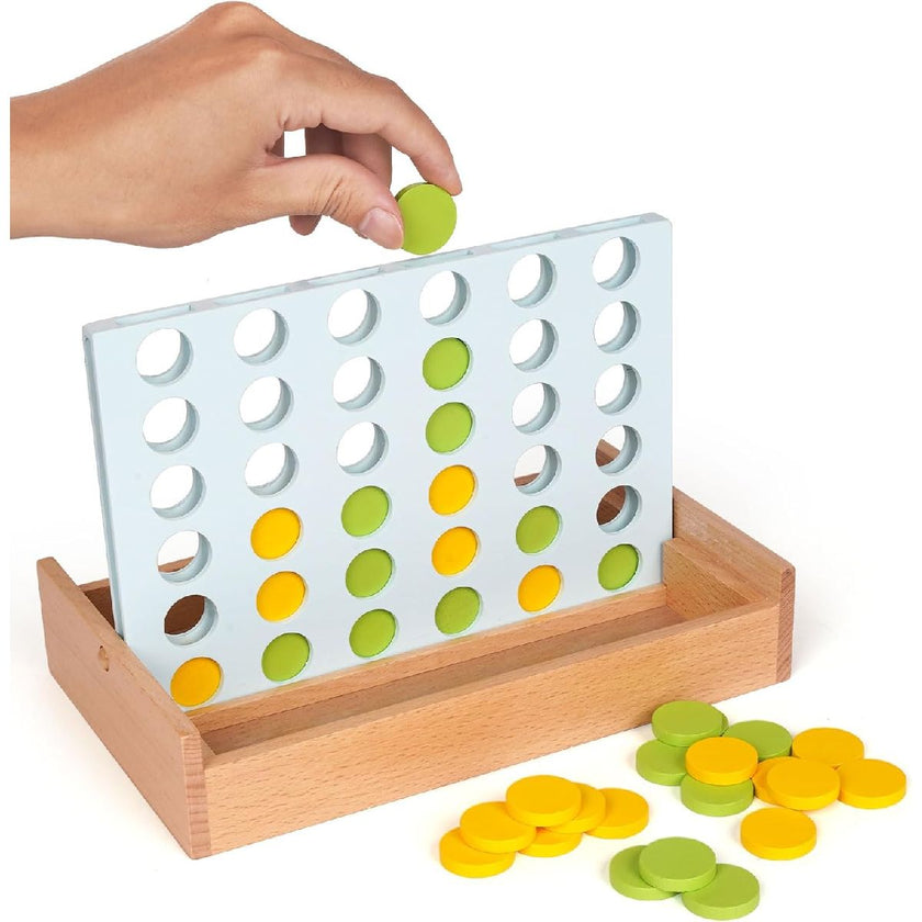 Wooden Chess Game Connect 4 in a Row game