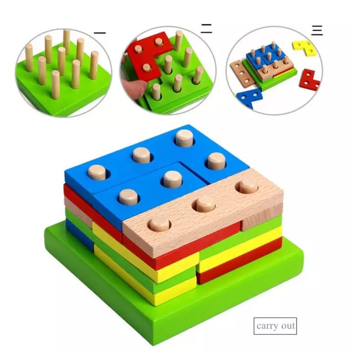 Geometric Shapes Assembled Building Blocks Intellectual Toy