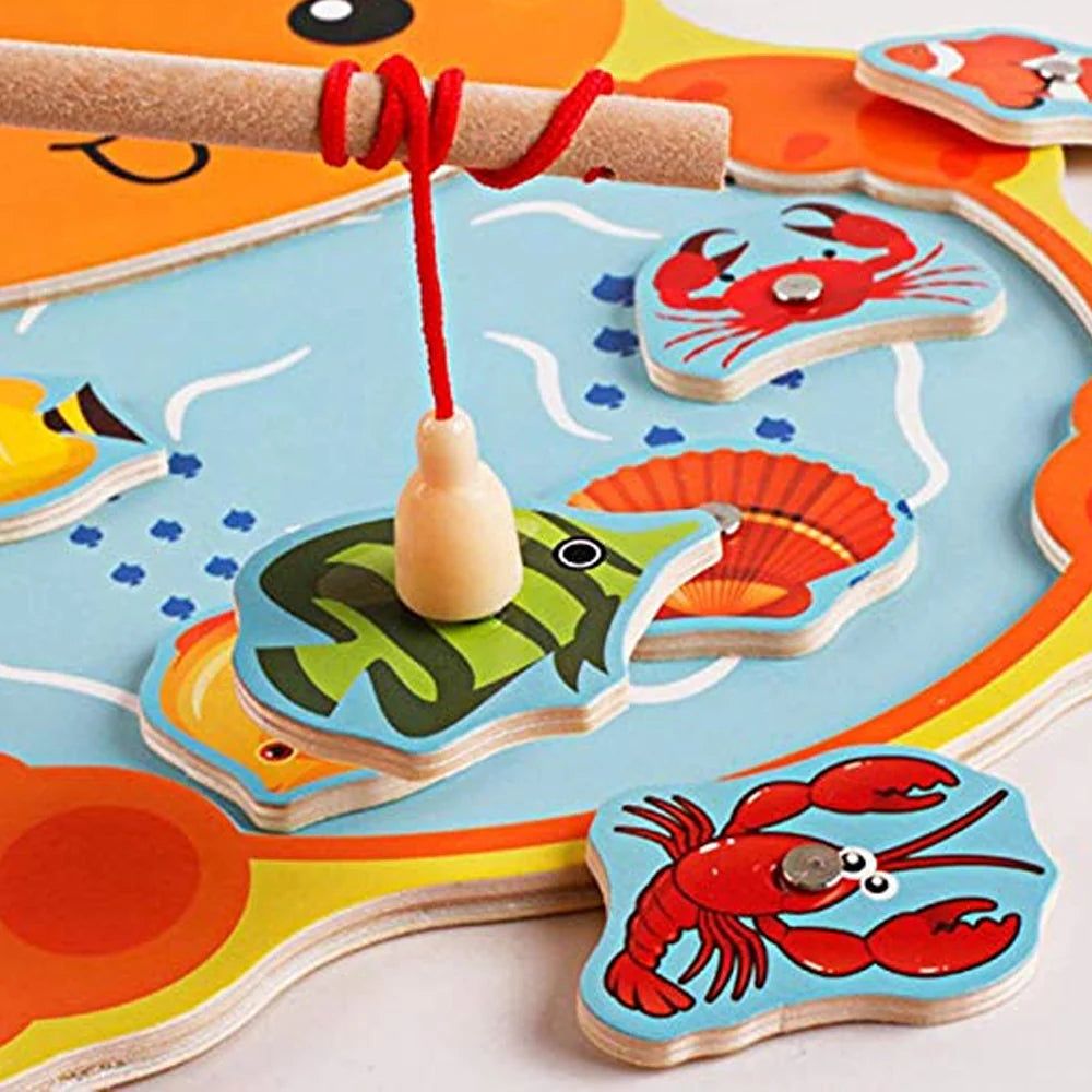 Animal Design Wooden Board Fishing Game