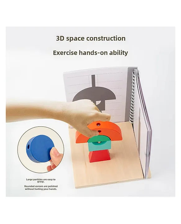 Wooden 3D Projection Puzzle Game Educational Building Block Toy