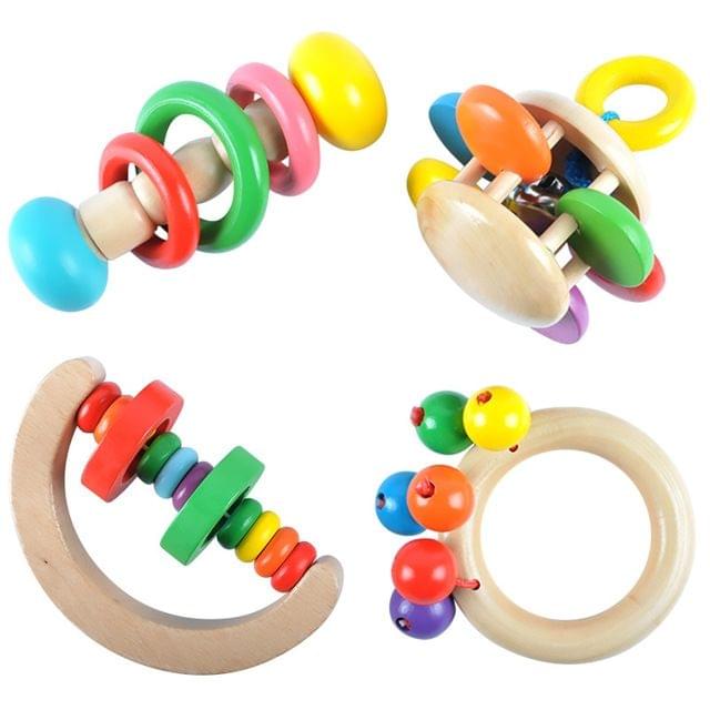Wooden Color Rattle 1 pc - Random Design – Kuviyal