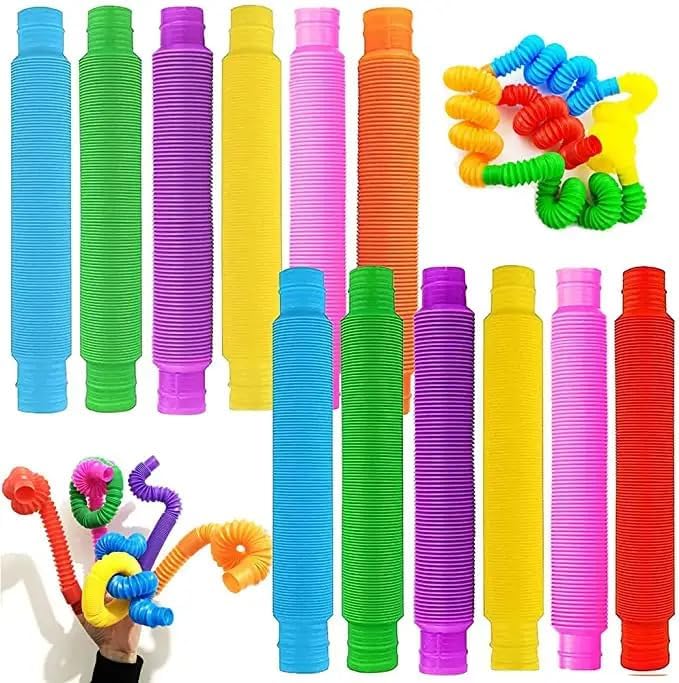 Pop Out Tubes Sensory Strechable Tubes Pop It Toy(12 pcs)