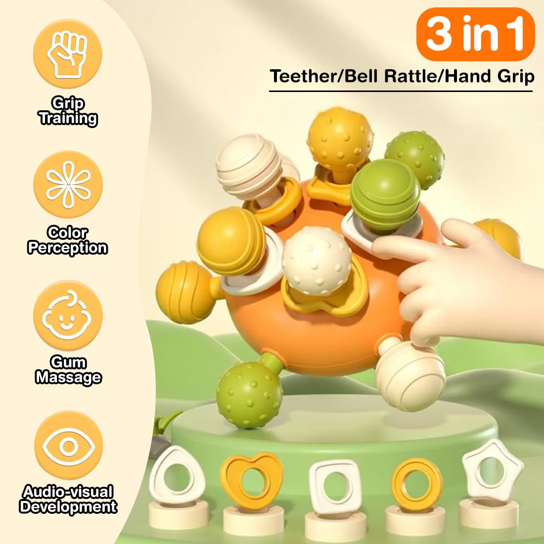 3 in 1 Teether Grasping Toys