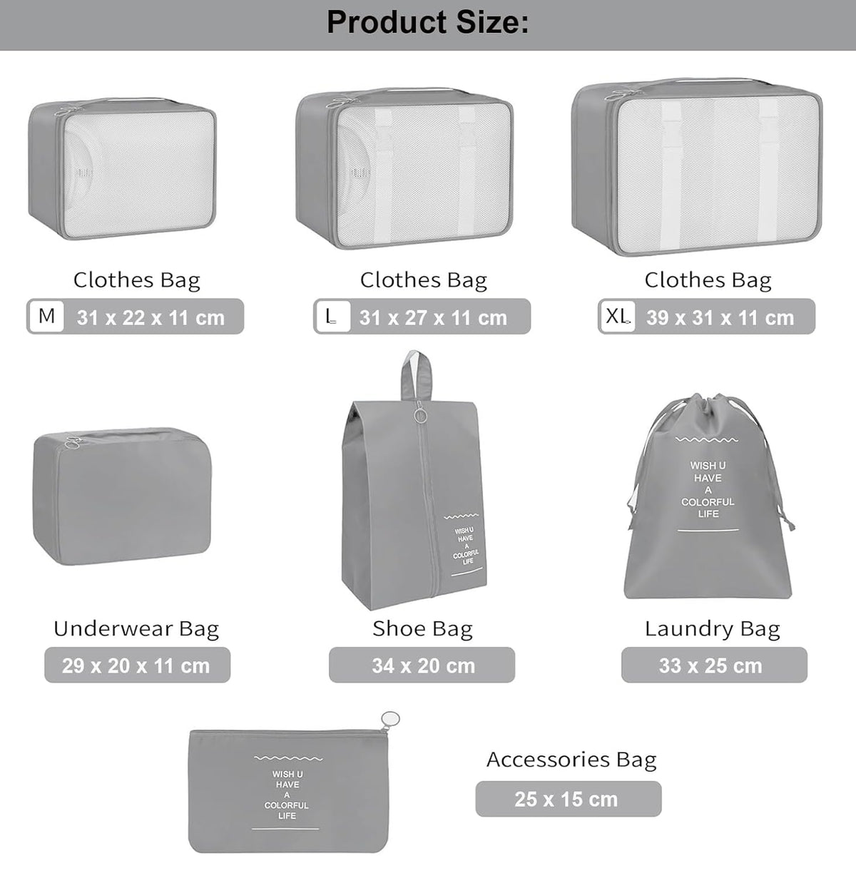 Set Of 7 Travel  Organizer (Random Color)