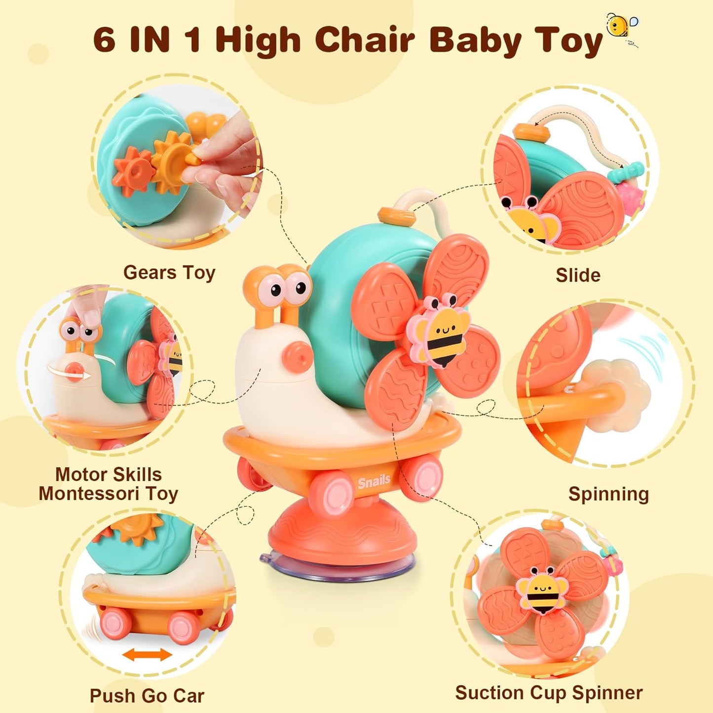 5-in-1 High Chair Toy with Suction Cups Spinner