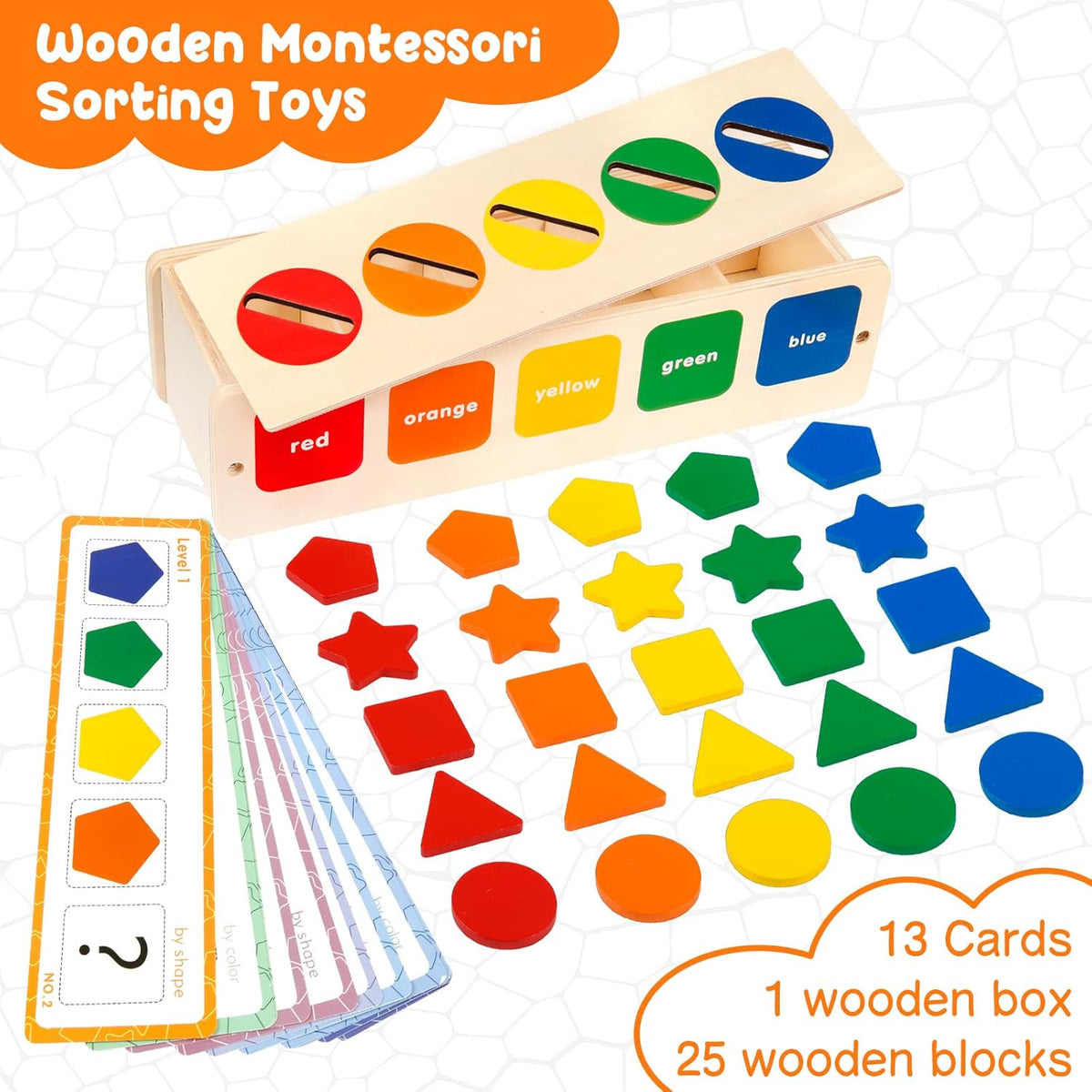 Wooden Color and Shape Sorting Box