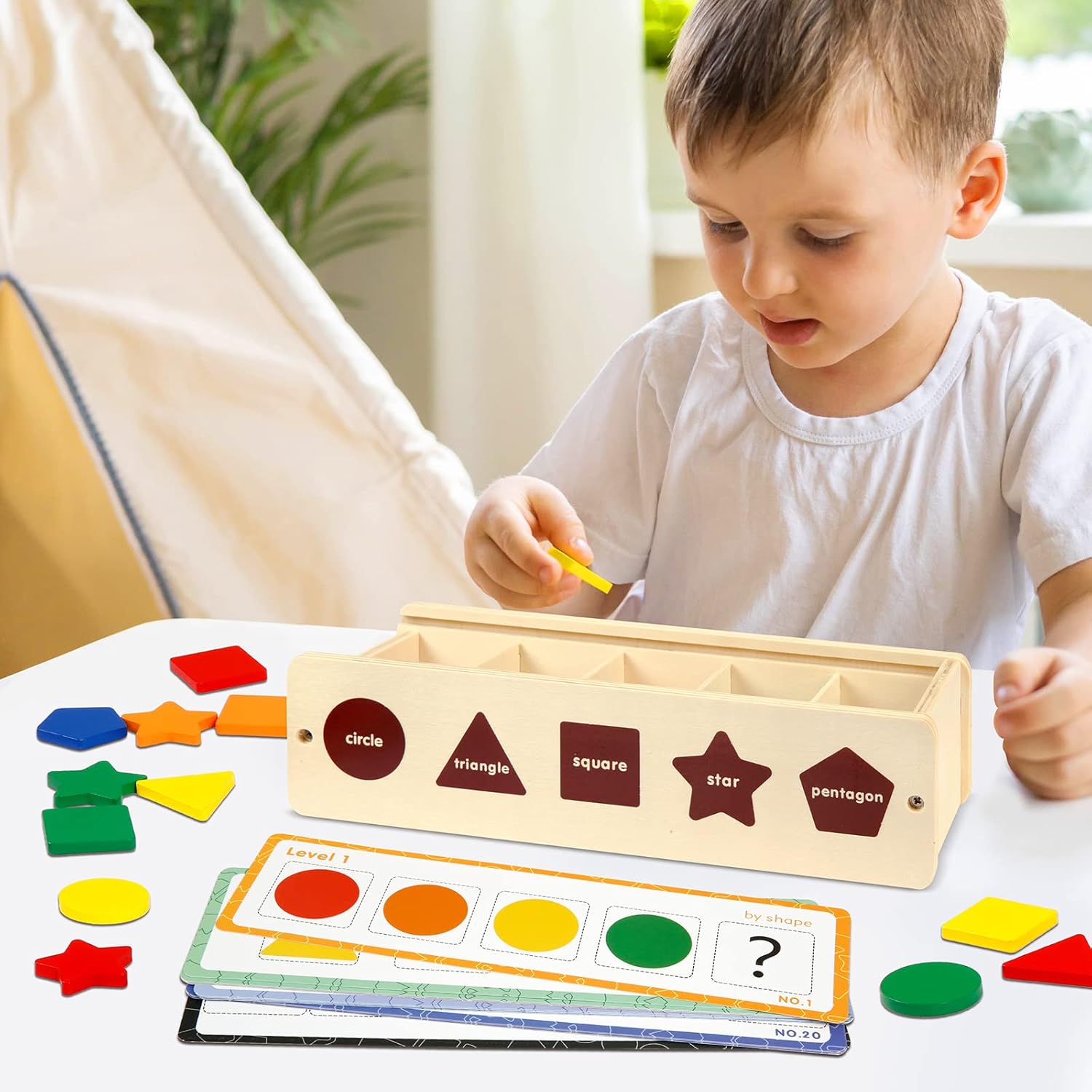 Wooden Color and Shape Sorting Box – Kuviyal