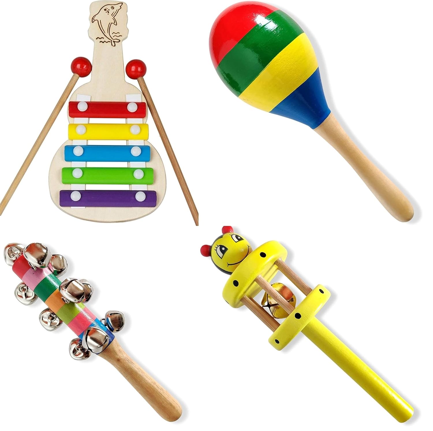 Quadra Rattle Wooden Rattle Set of 4 pc – Kuviyal