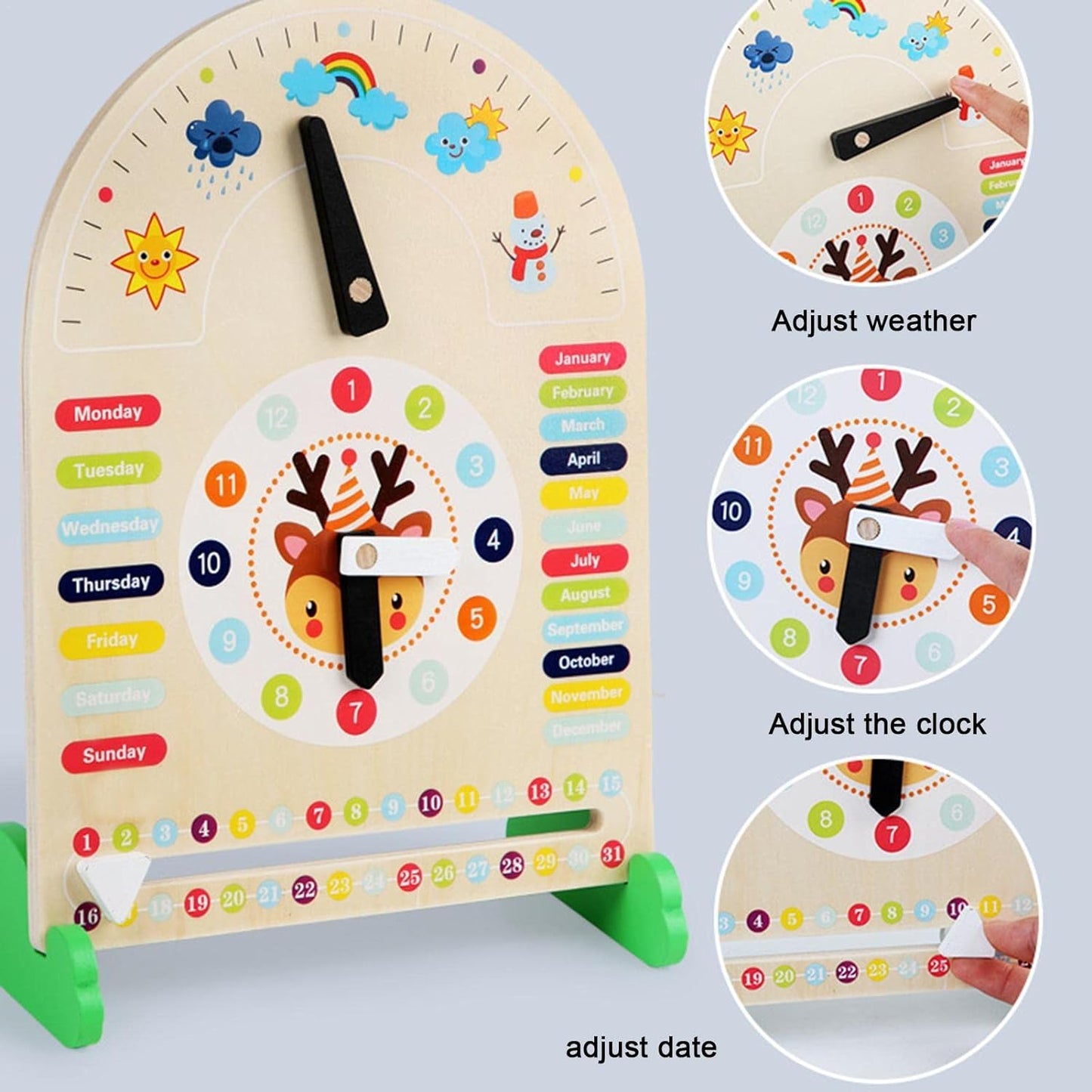 Weather Forecast Wooden Educational Clock