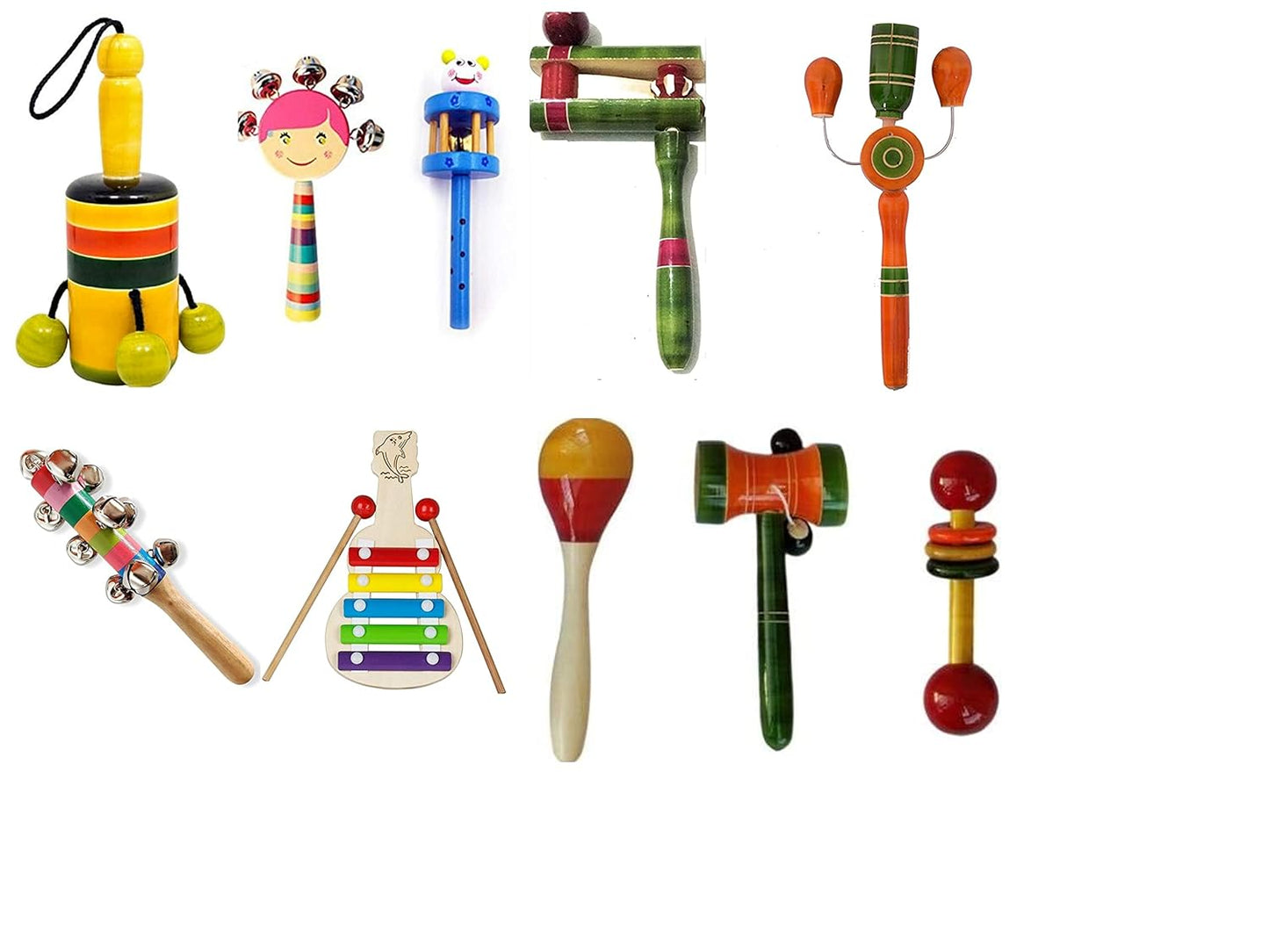 Wooden Rattle Set of 10 pc