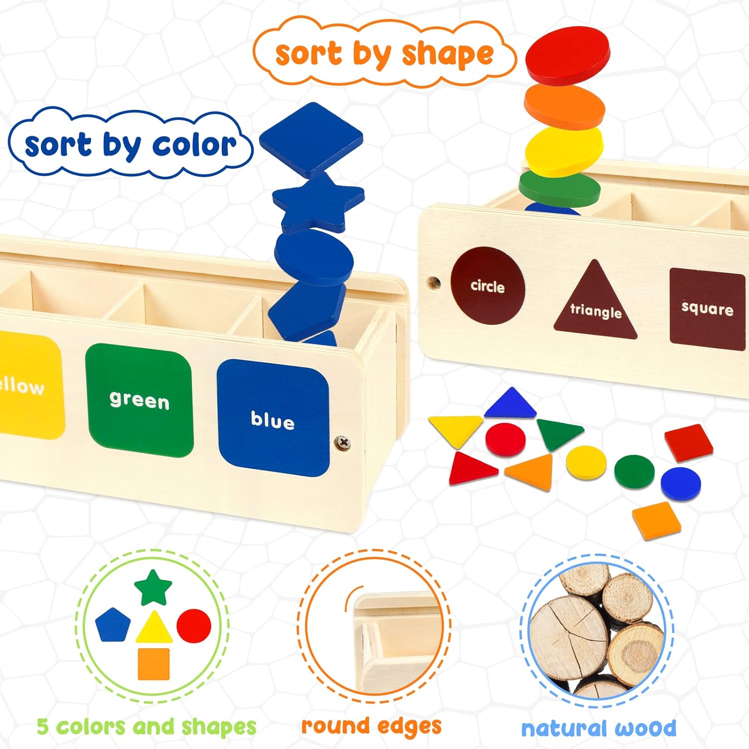 Wooden Color and Shape Sorting Box – Kuviyal
