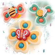 Silicone Suction Cup Flower Spinner Bath Toy
