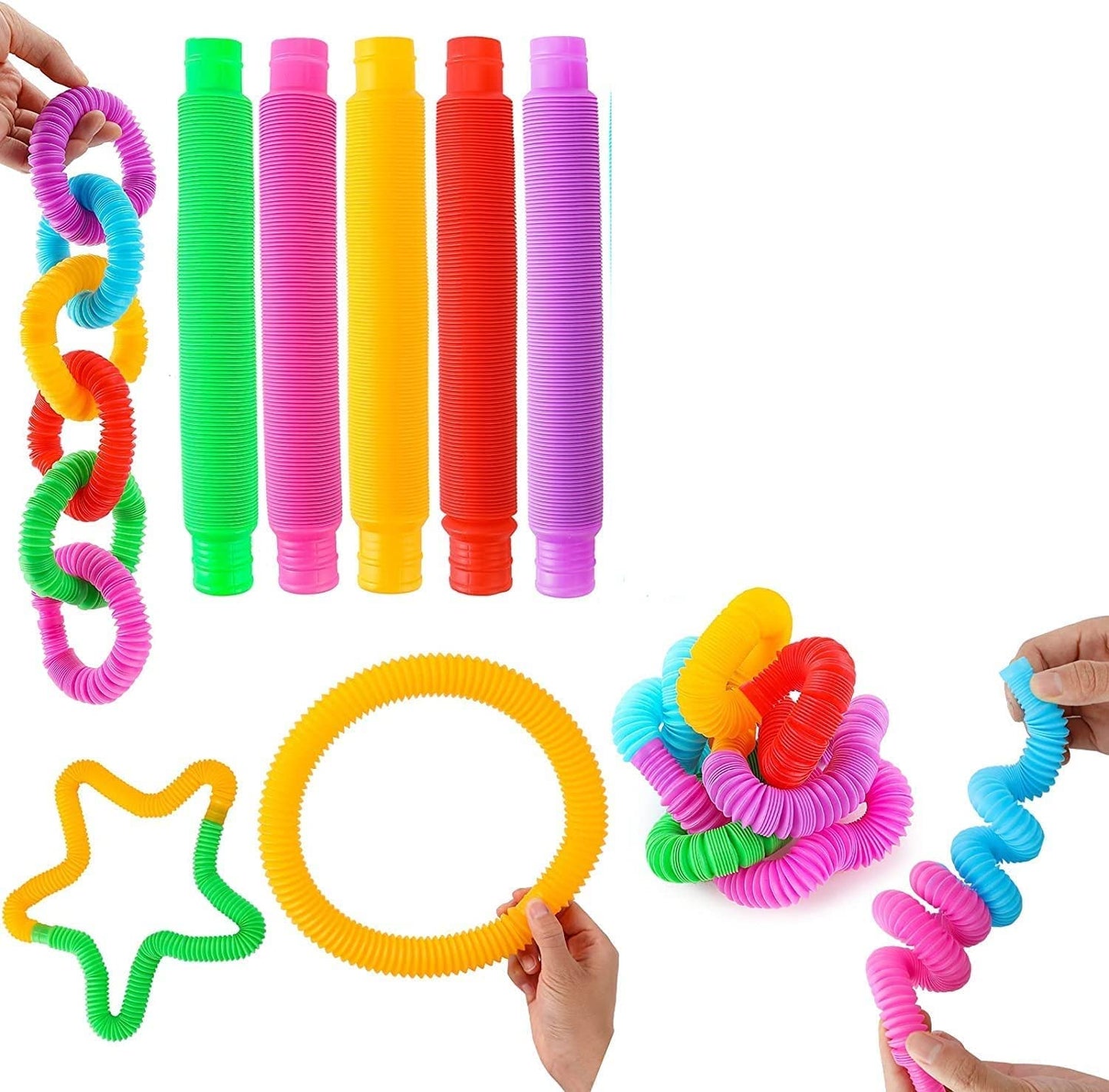 Pop Out Tubes Sensory Strechable Tubes Pop It Toy(12 pcs)