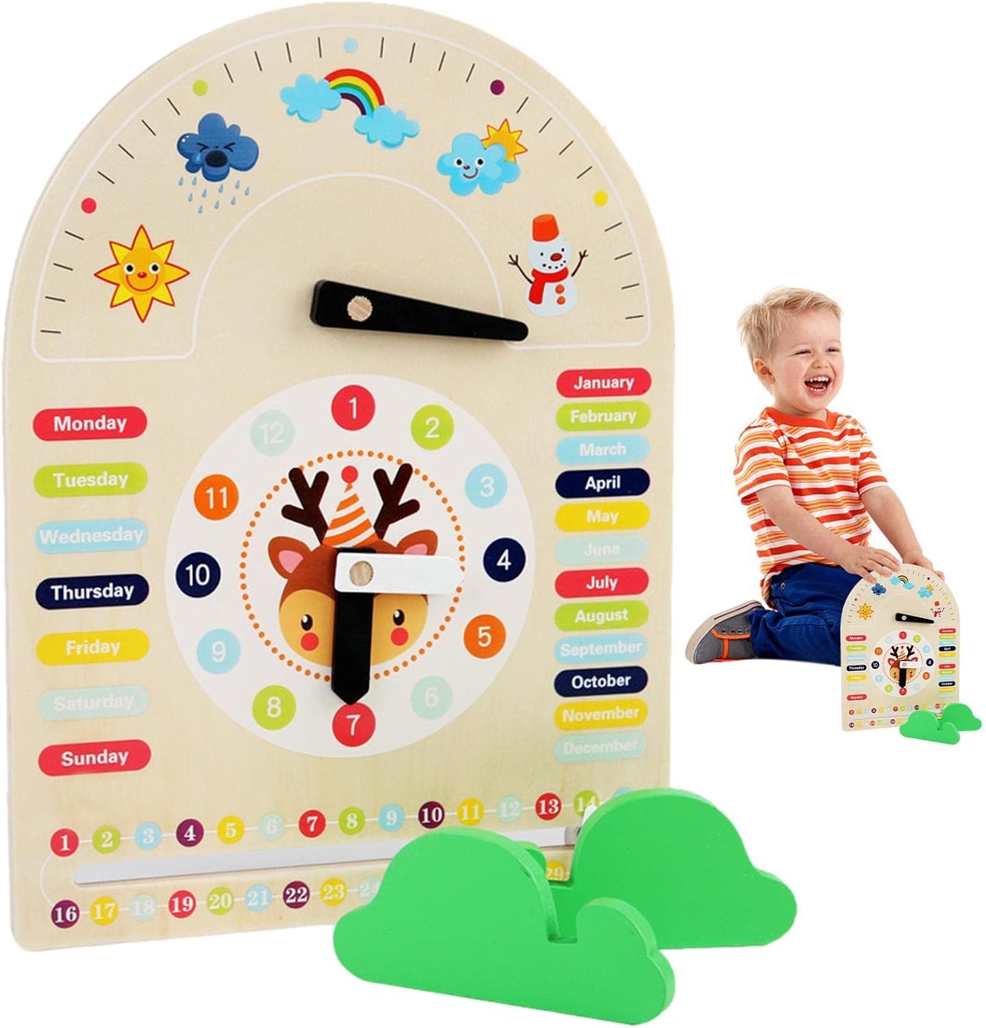 Weather Forecast Wooden Educational Clock