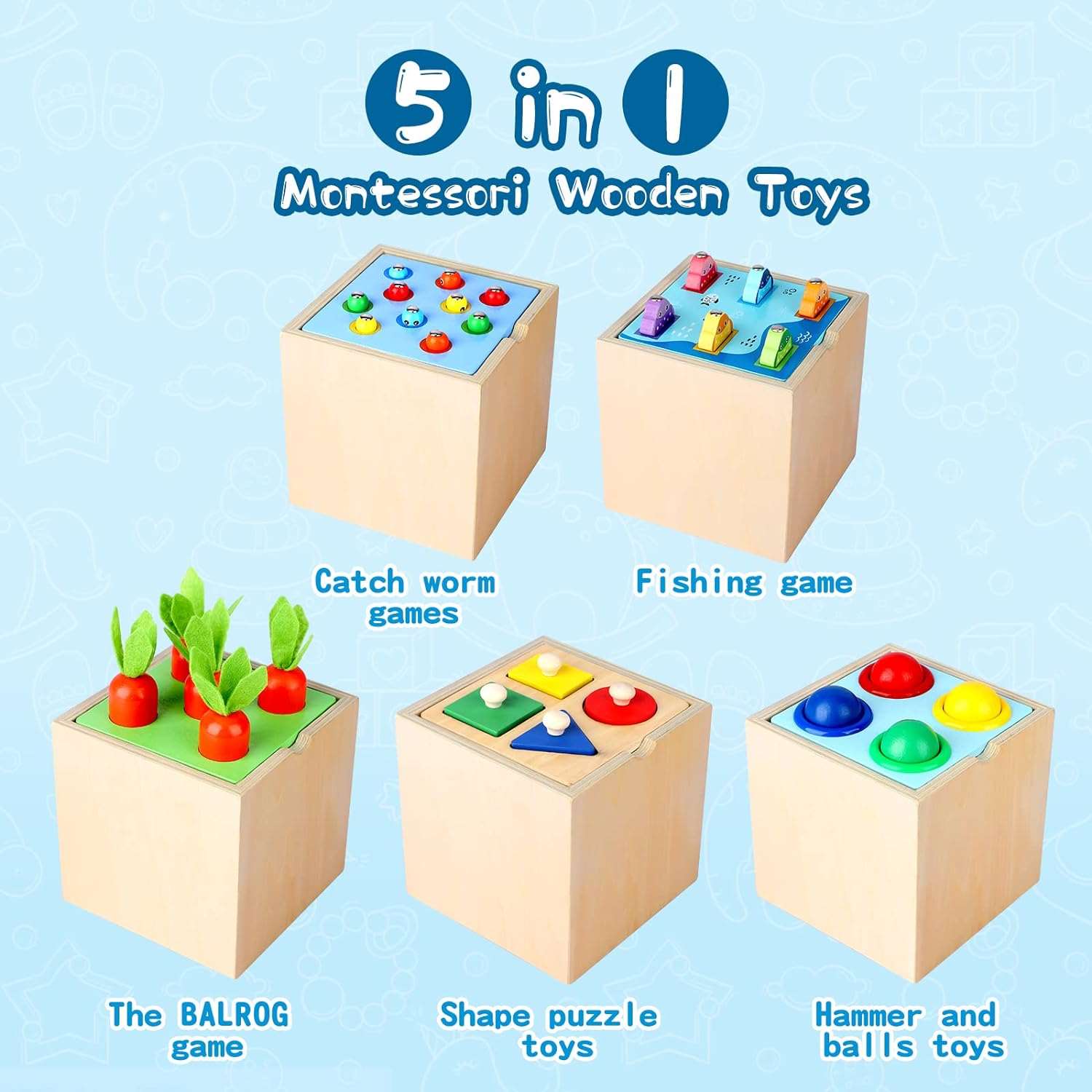 5 in 1 Wooden Toys