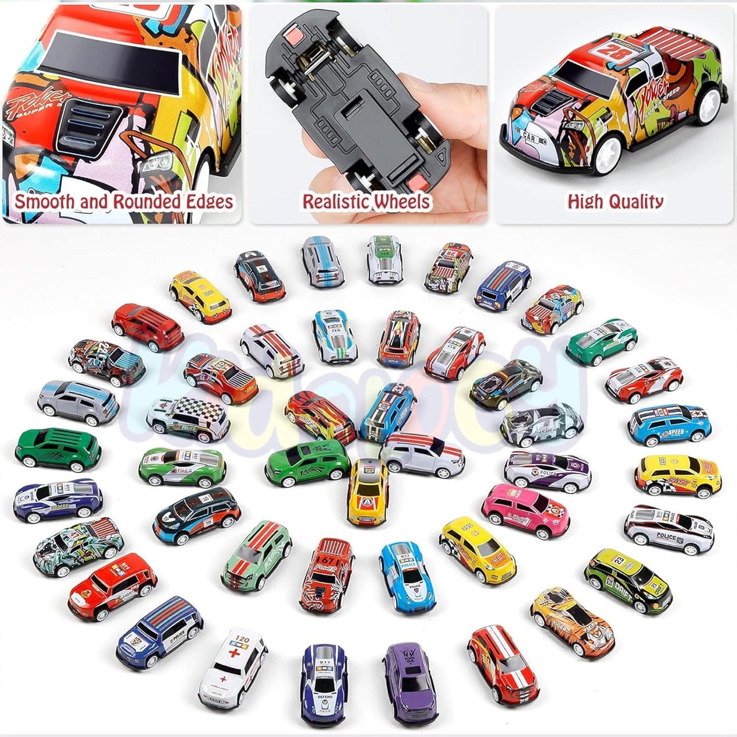 48 Piece Mini Pull Bag Cars With Container For Kids