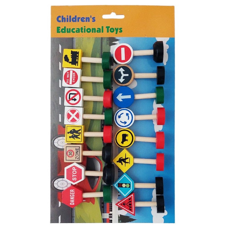 Wooden Traffic Signs - 16 pc