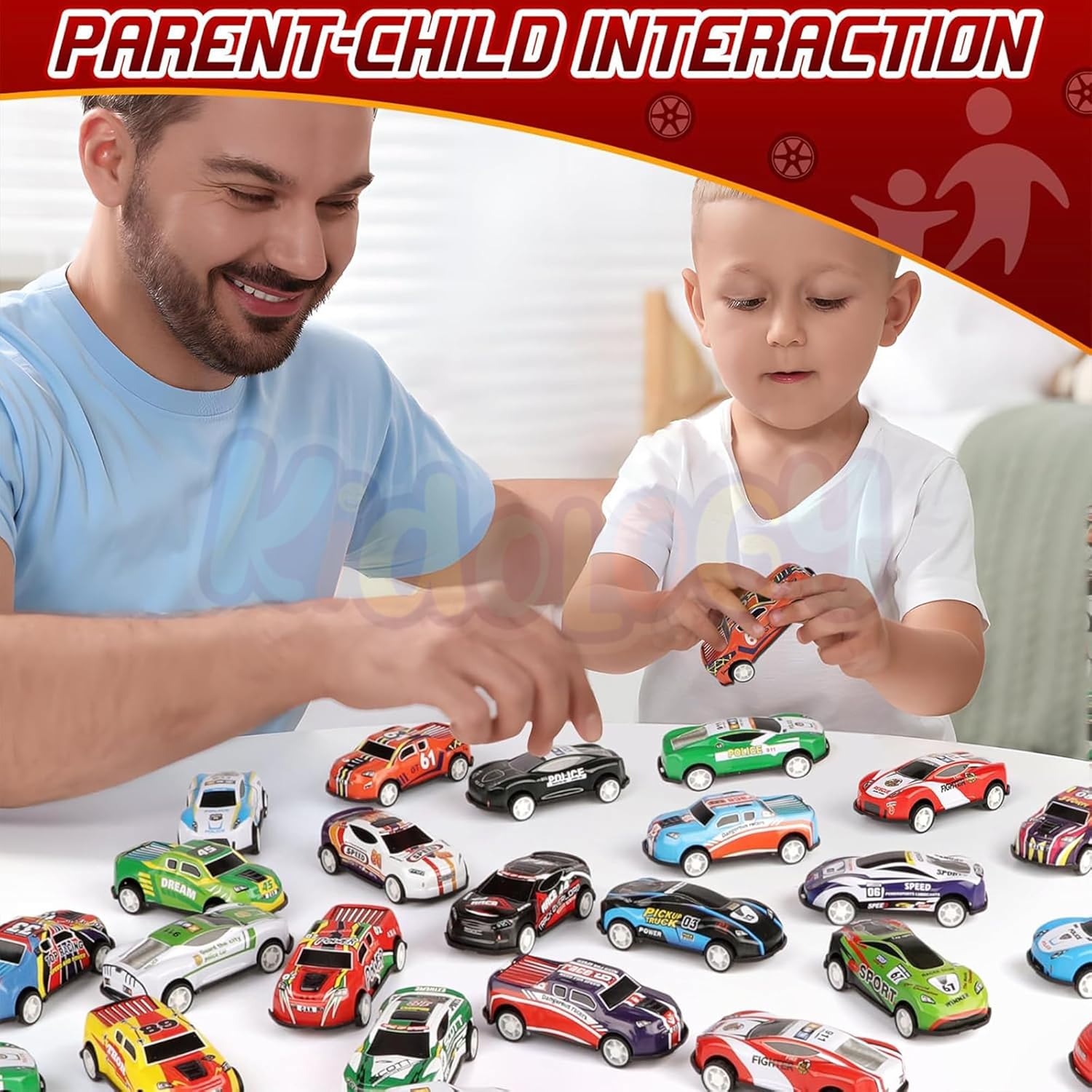 48 Piece Mini Pull Bag Cars With Container For Kids