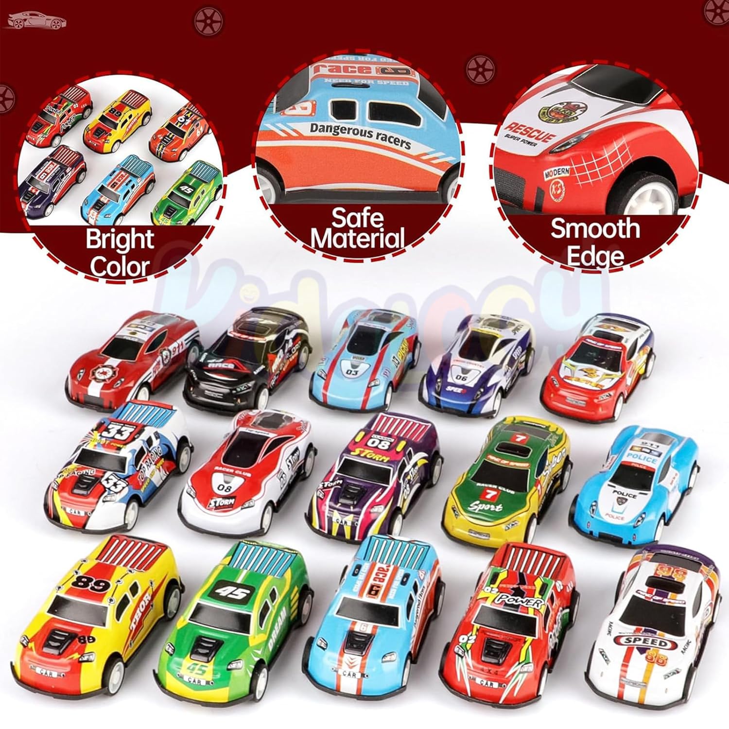 48 Piece Mini Pull Bag Cars With Container For Kids