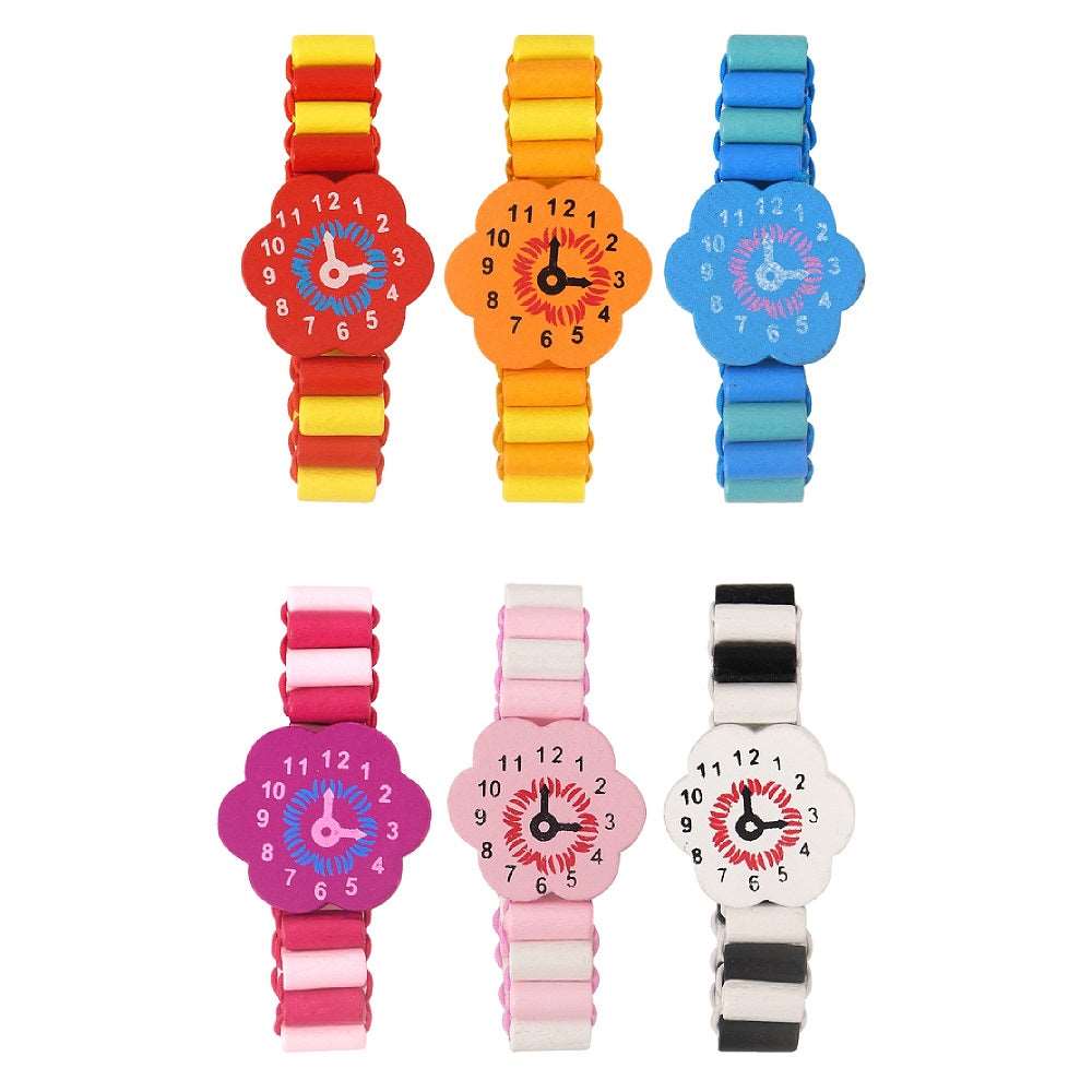 Multi-Coloured Wooden Watch Bracelet for Children (1 Piece)