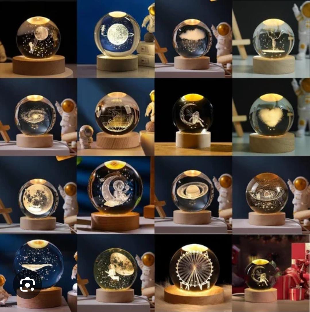 3D Galaxy Crystal Ball Night Lamp (Random Design)
