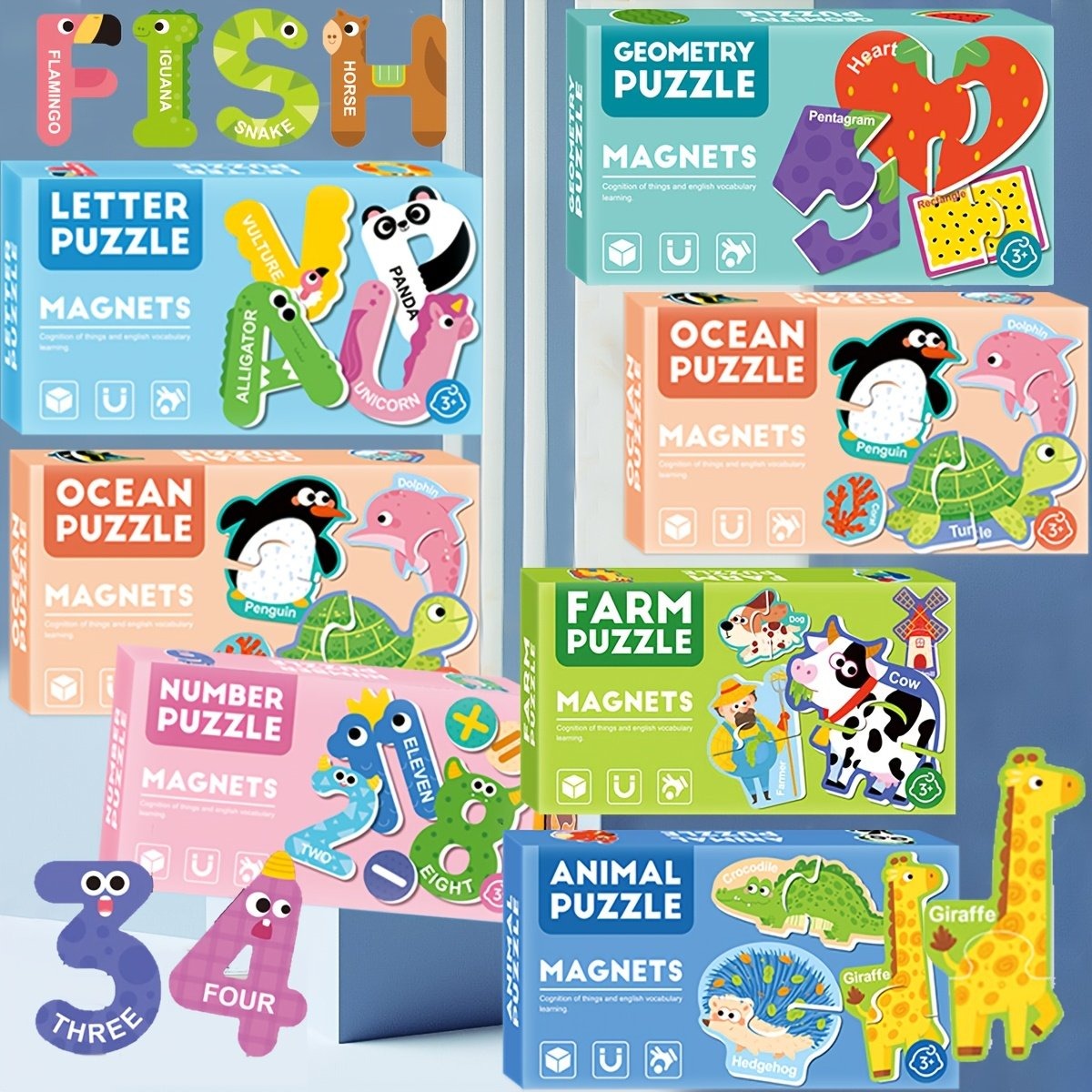Magnetic 2 piece Puzzle (Different Themes)