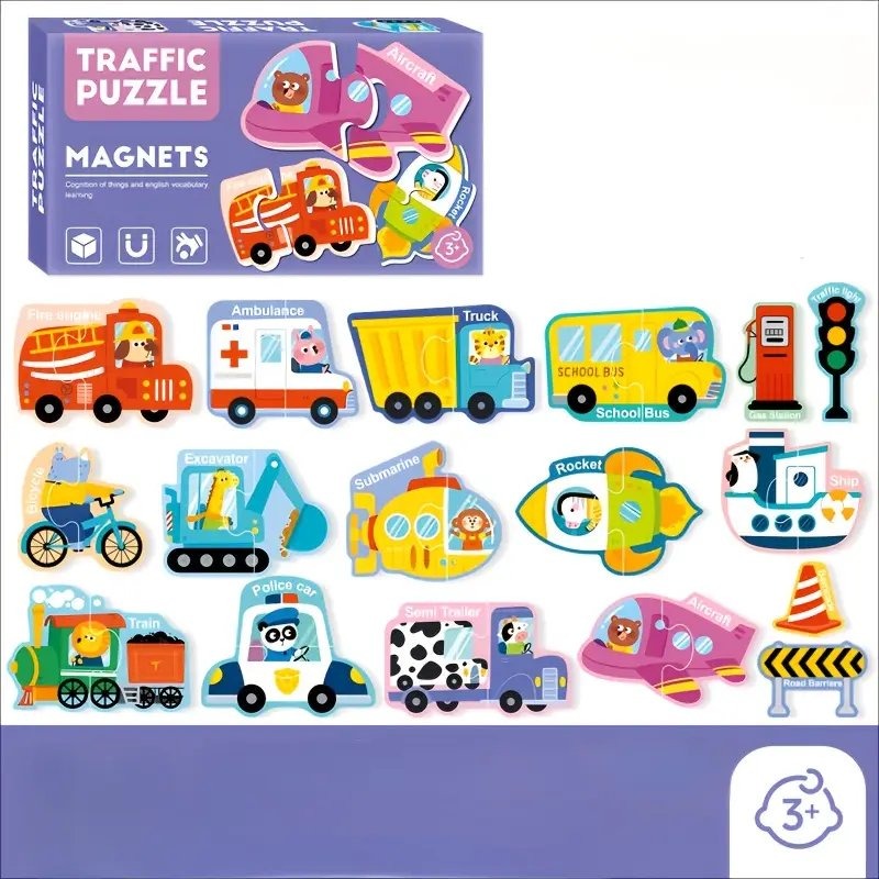 Magnetic 2 piece Puzzle (Different Themes)