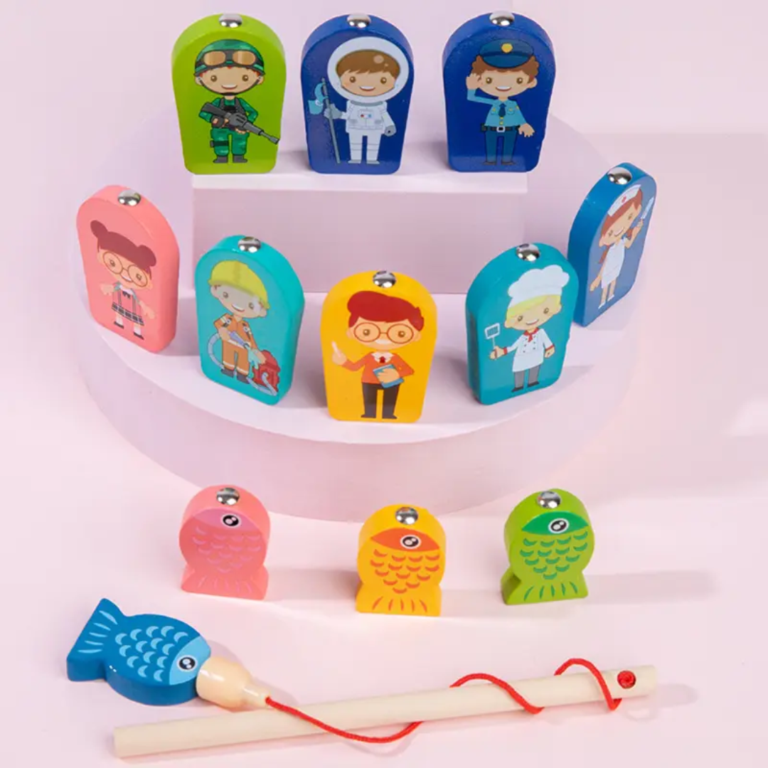8 in 1 Educational Board with Fruits Vehicles Alphabets Numbers Magnetic Fishing Game