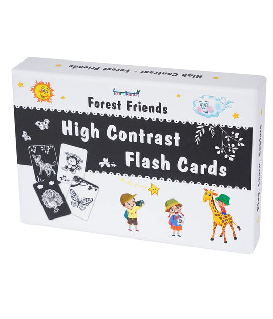 High Contrast Flash Cards for New Born Baby - Black & White